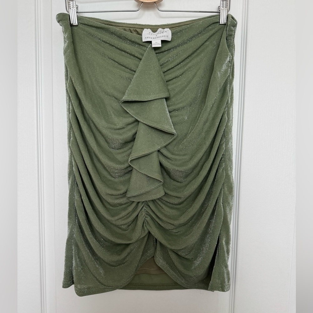 Like New Mare Mare Sparkly Moss Green Ruched/Draped Skirt size XL Free w/Bundle